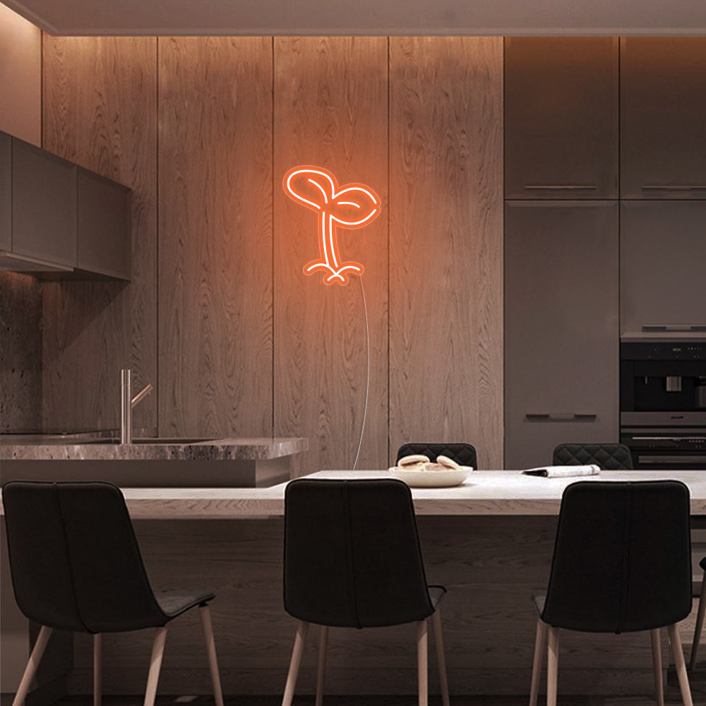 Mini Sprout LED Neon Sign in Orange