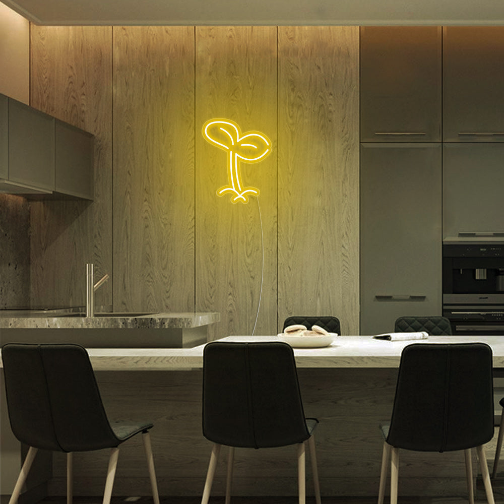 Mini Sprout LED Neon Sign in Yellow