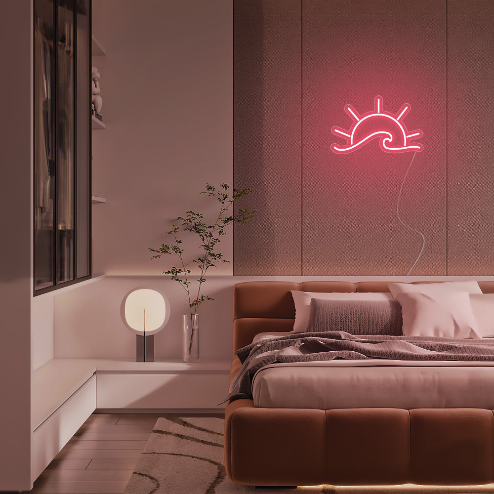 Mini Sunrise Over the Sea LED Neon Sign in Light Pink