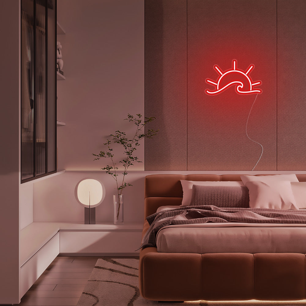 Mini Sunrise Over the Sea LED Neon Sign in Red