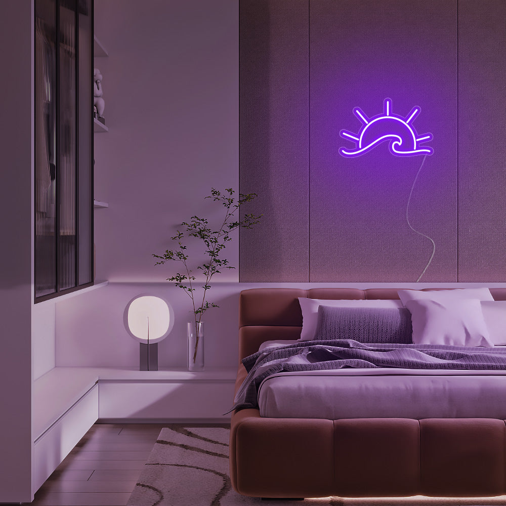 Mini Sunrise Over the Sea LED Neon Sign in Purple