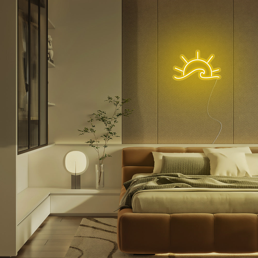 Mini Sunrise Over the Sea LED Neon Sign in Yellow