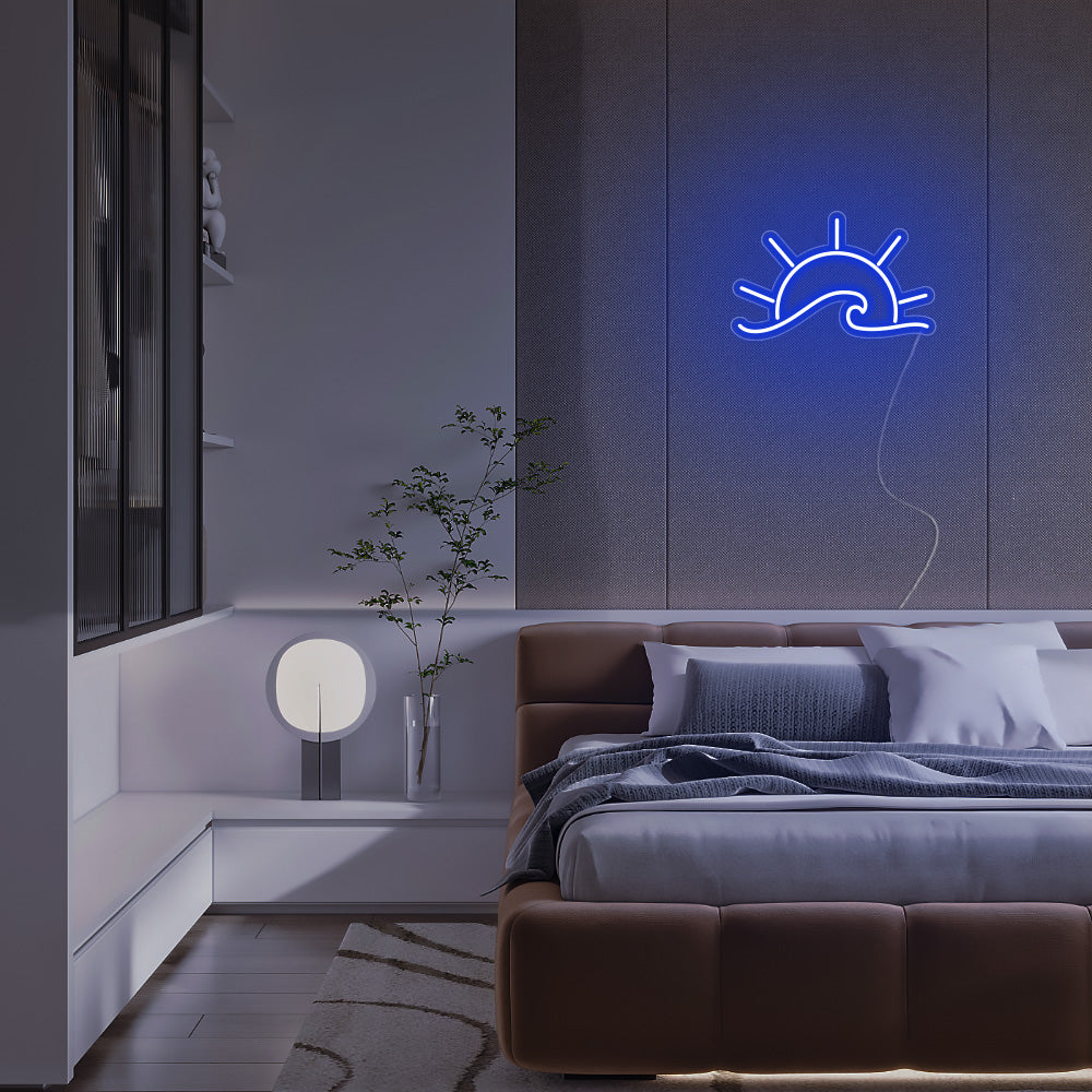 Mini Sunrise Over the Sea LED Neon Sign in Blue