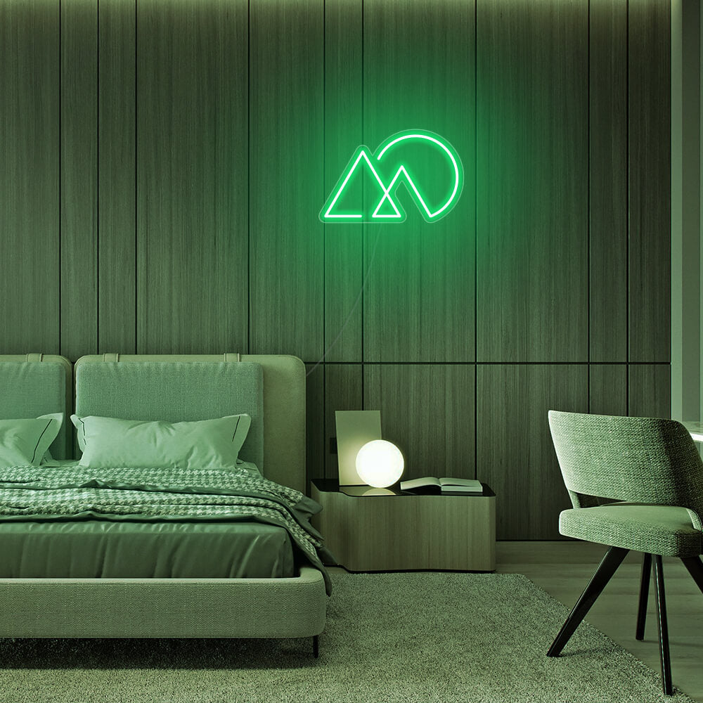 Mini Sunset Mountain LED Neon Sign in Green