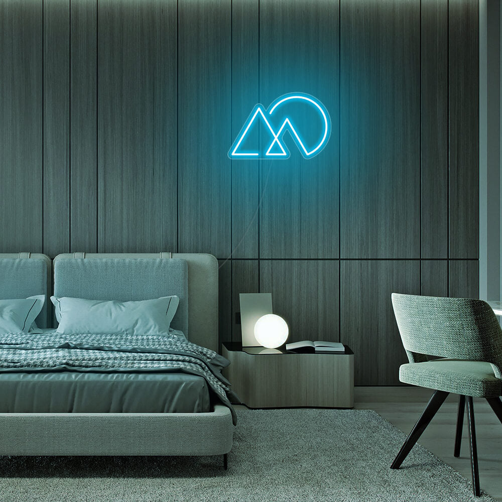 Mini Sunset Mountain LED Neon Sign in Ice Blue