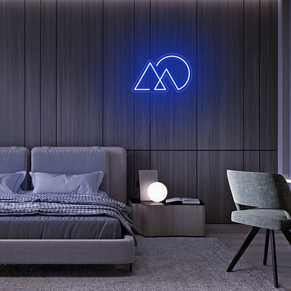 Mini Sunset Mountain LED Neon Sign in Blue