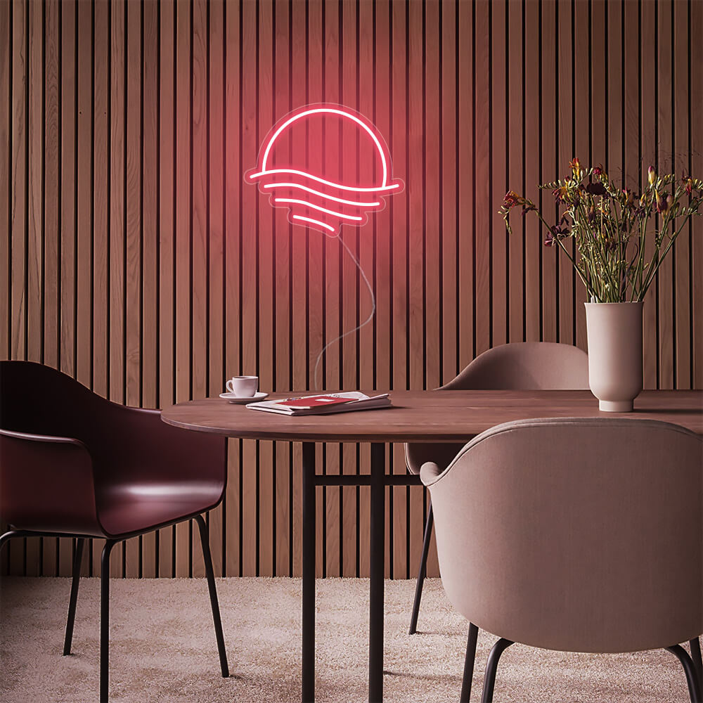 Mini Sunset Over the Sea LED Neon Sign in Light Pink