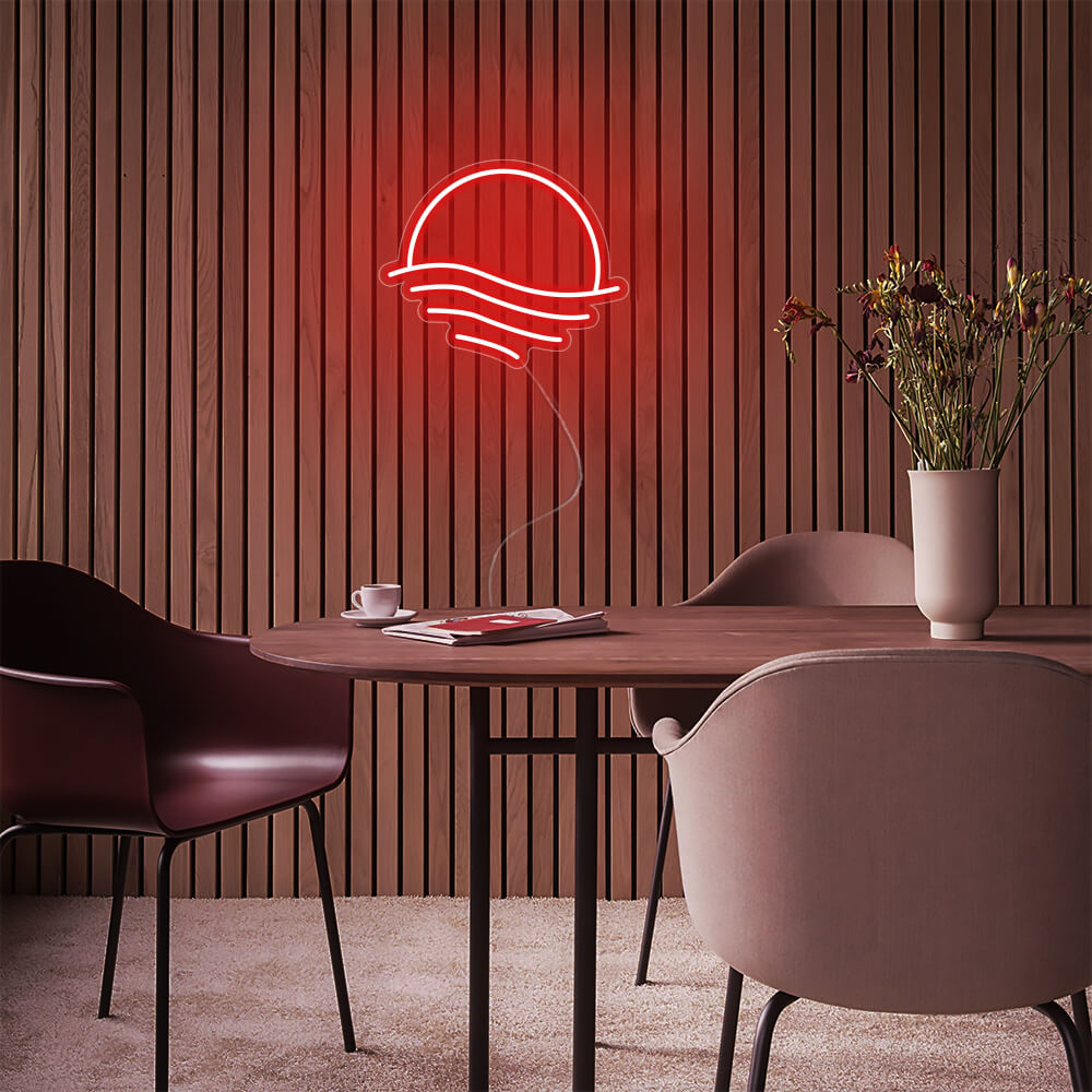 Mini Sunset Over the Sea LED Neon Sign in Red