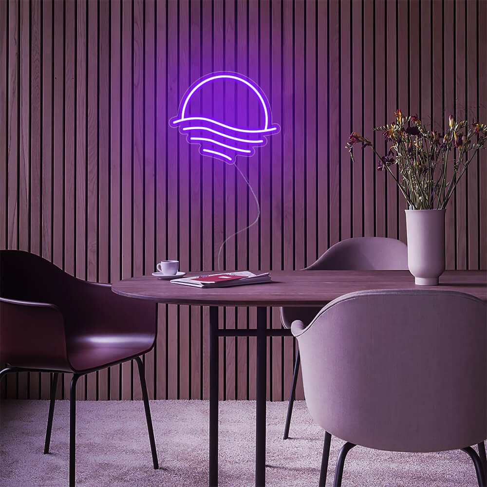 Mini Sunset Over the Sea LED Neon Sign in Purple