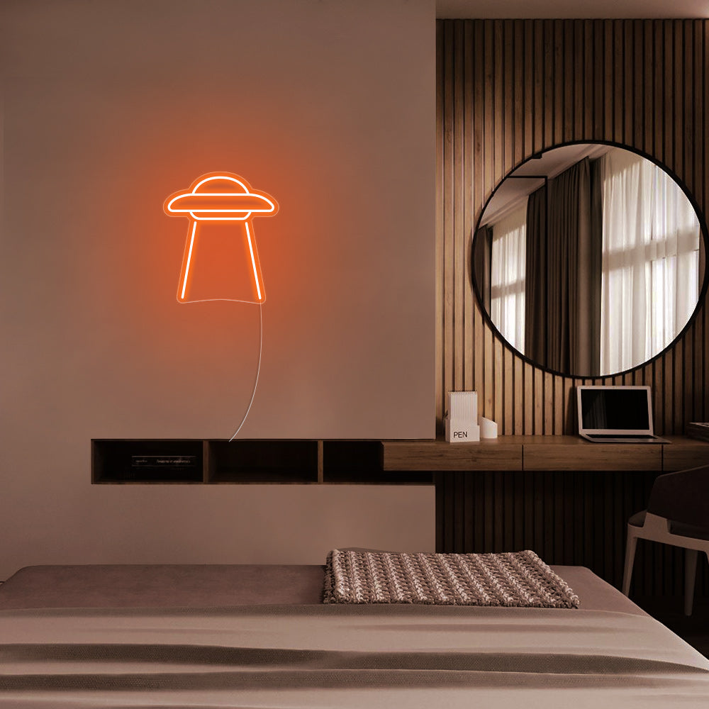 Mini UFO LED Neon Sign in Orange