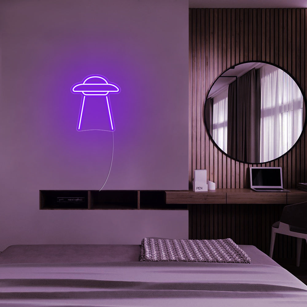 Mini UFO LED Neon Sign in Purple