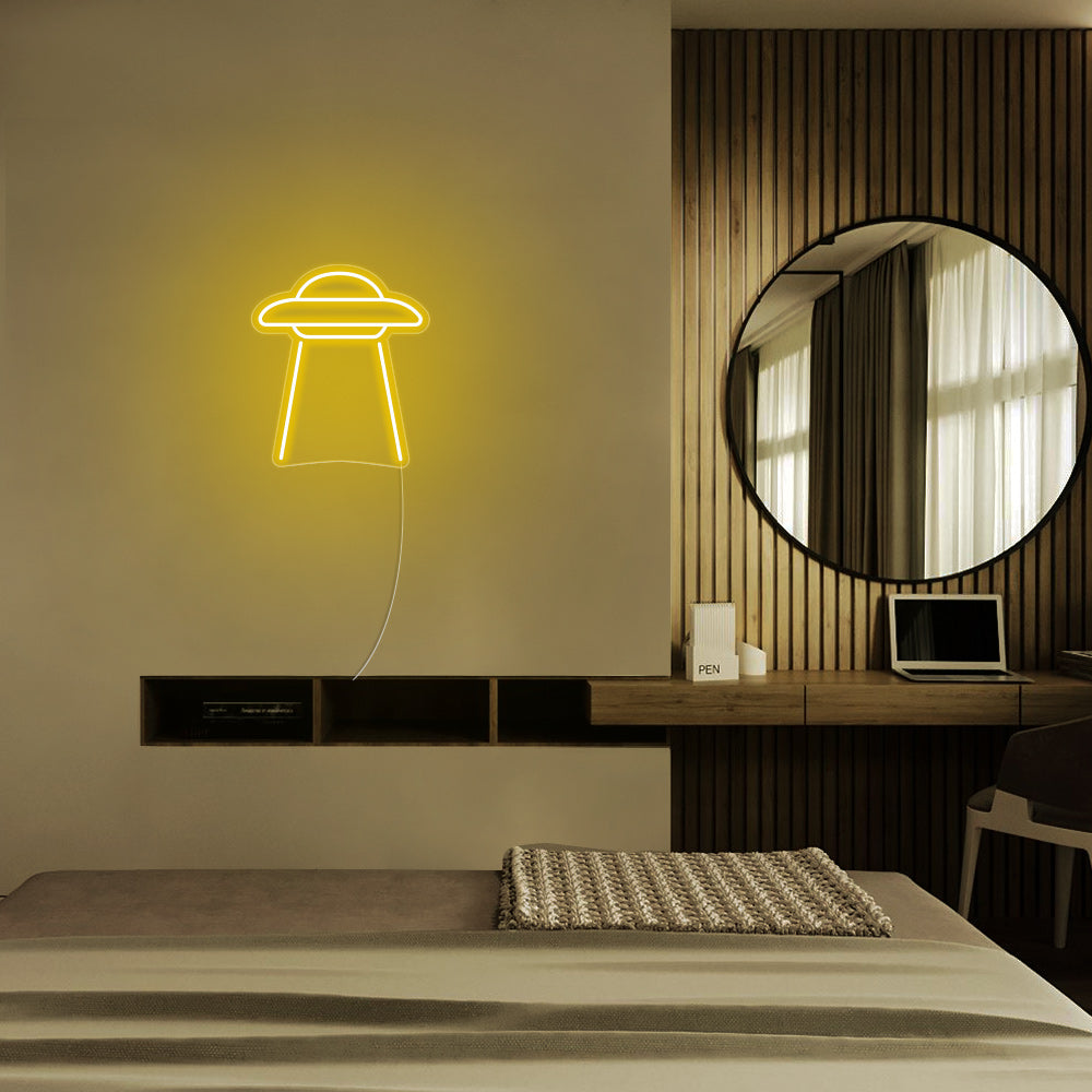 Mini UFO LED Neon Sign in Yellow