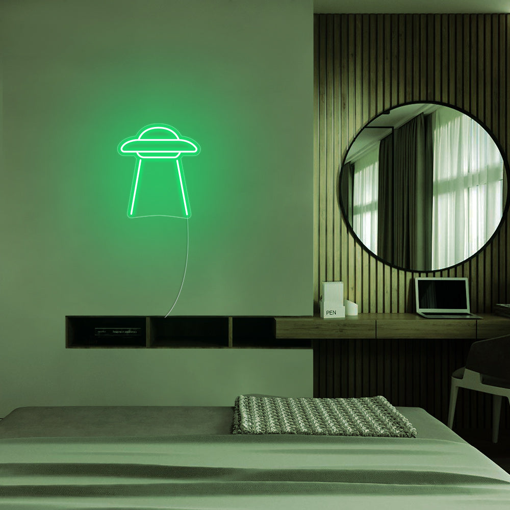 Mini UFO LED Neon Sign in Green