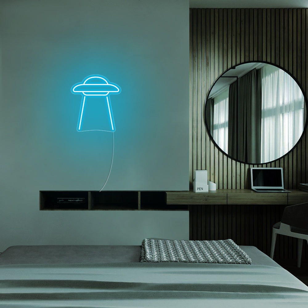 Mini UFO LED Neon Sign in Ice Blue