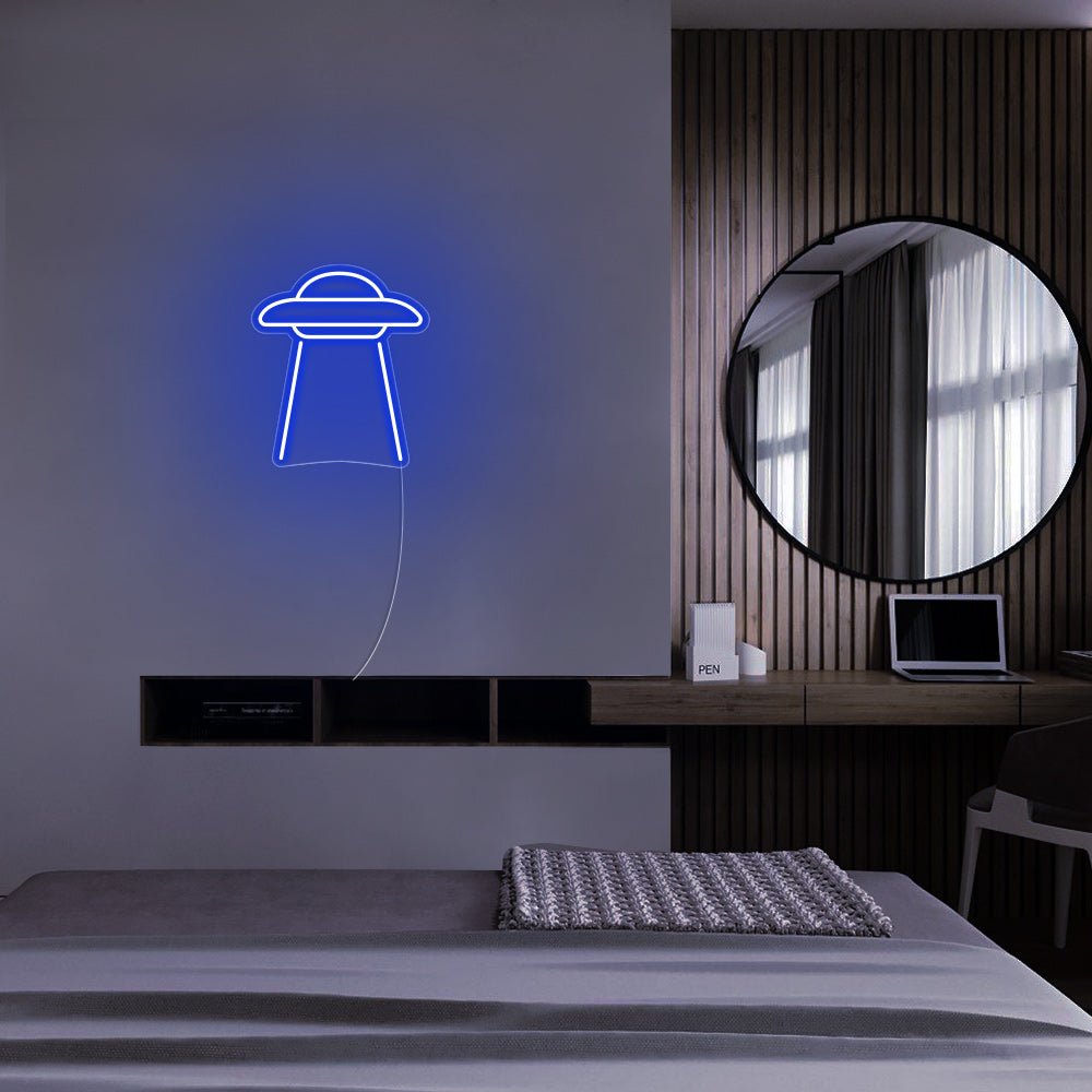 Mini UFO LED Neon Sign in Blue