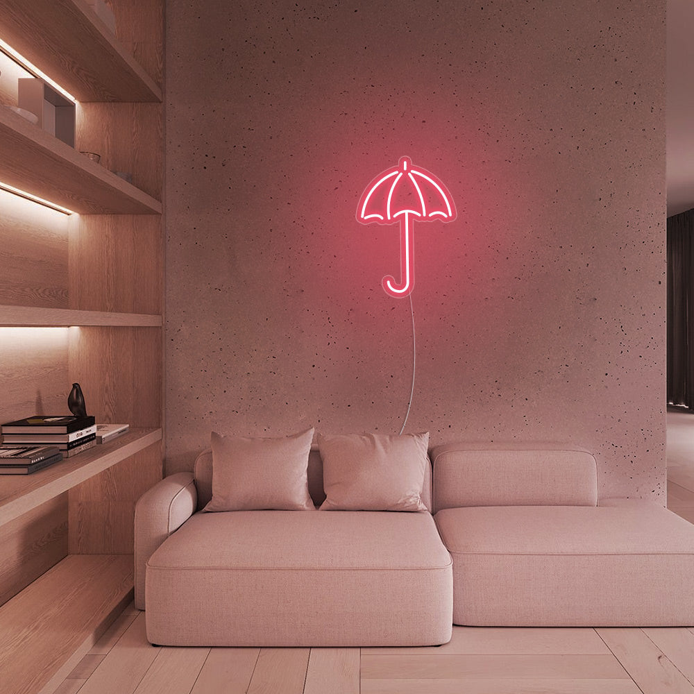 Mini Umbrella LED Neon Sign in Light Pink