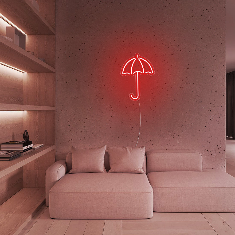 Mini Umbrella LED Neon Sign in Red