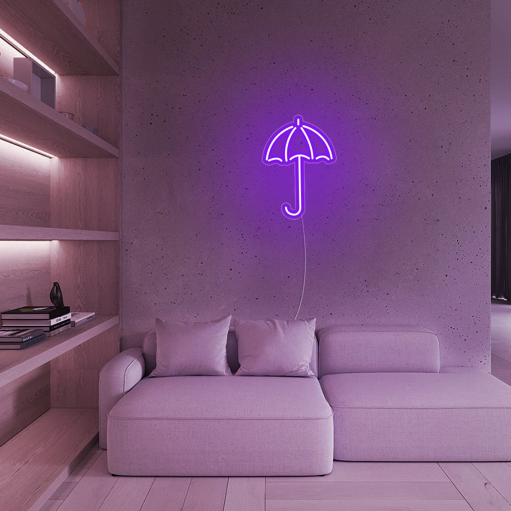 Mini Umbrella LED Neon Sign in Purple