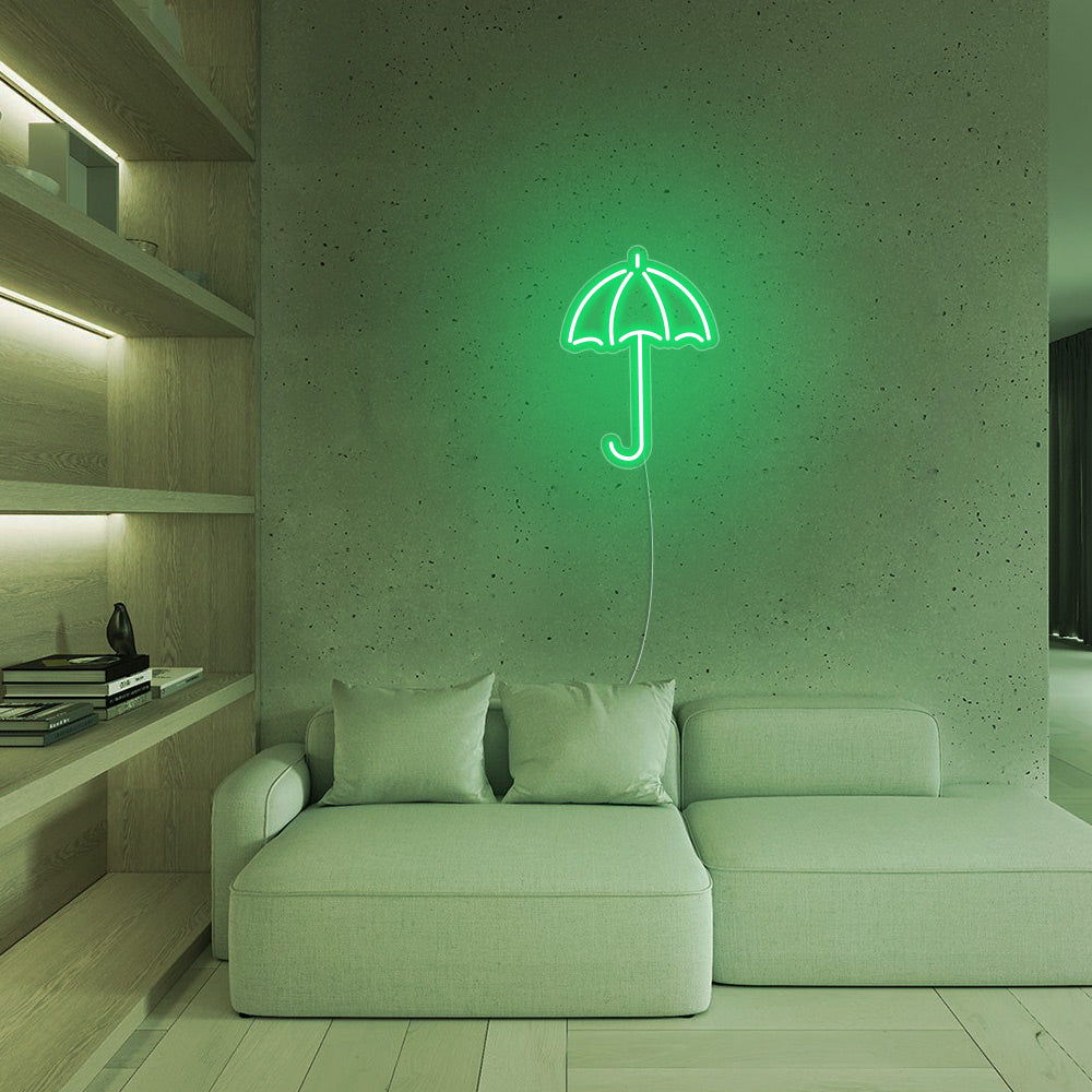 Mini Umbrella LED Neon Sign in Green
