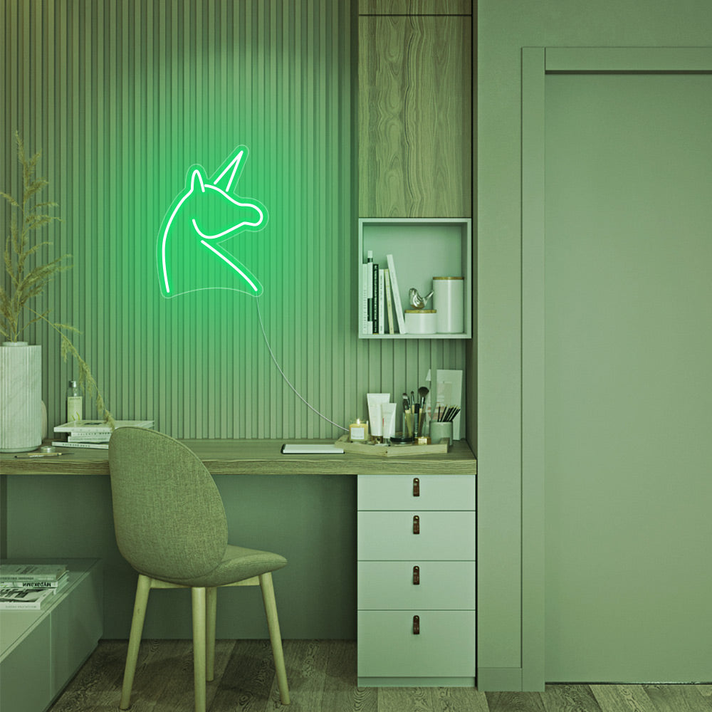 Mini Unicorn LED Neon Sign in Green