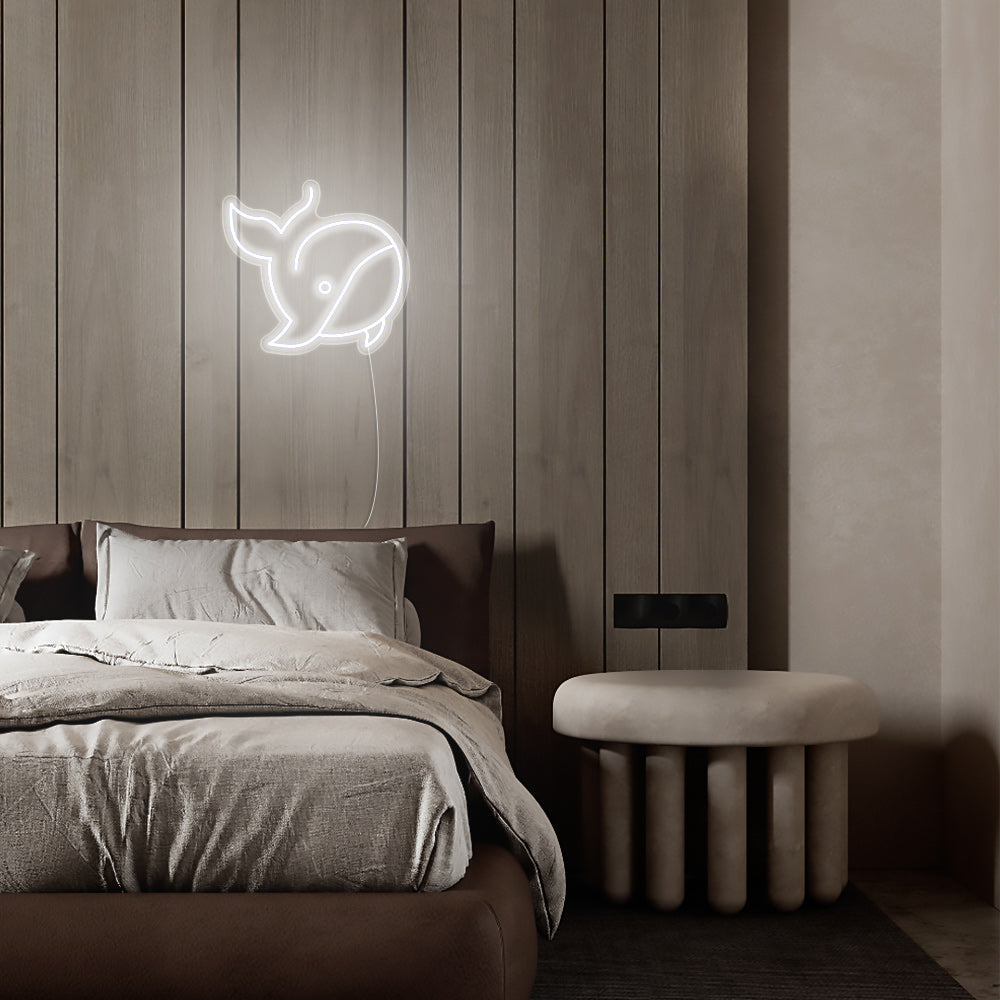 Mini Whale LED Neon Sign in Cool White