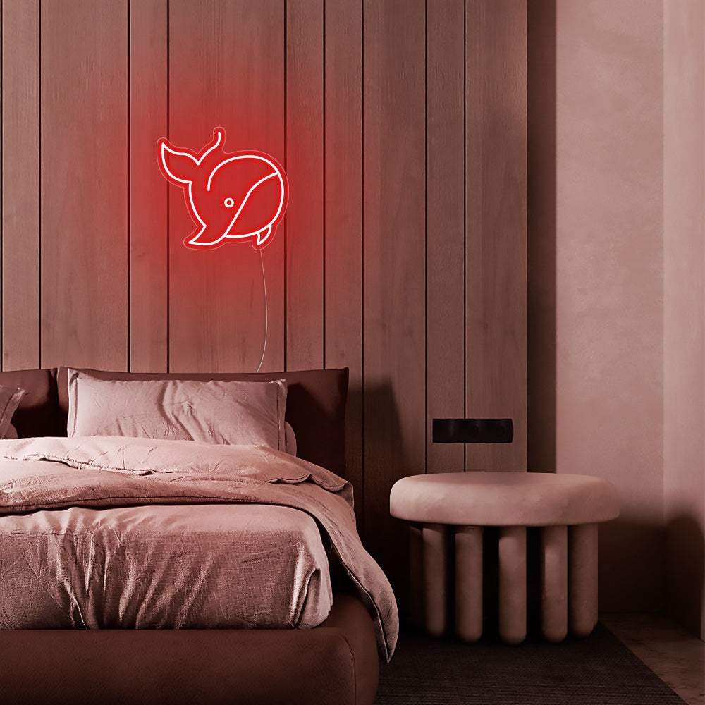 Mini Whale LED Neon Sign in Red