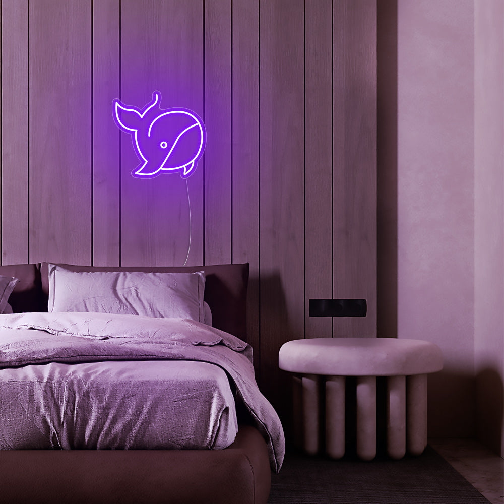 Mini Whale LED Neon Sign in Purple
