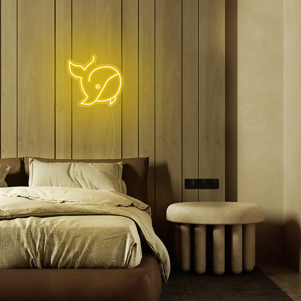 Mini Whale LED Neon Sign in Yellow