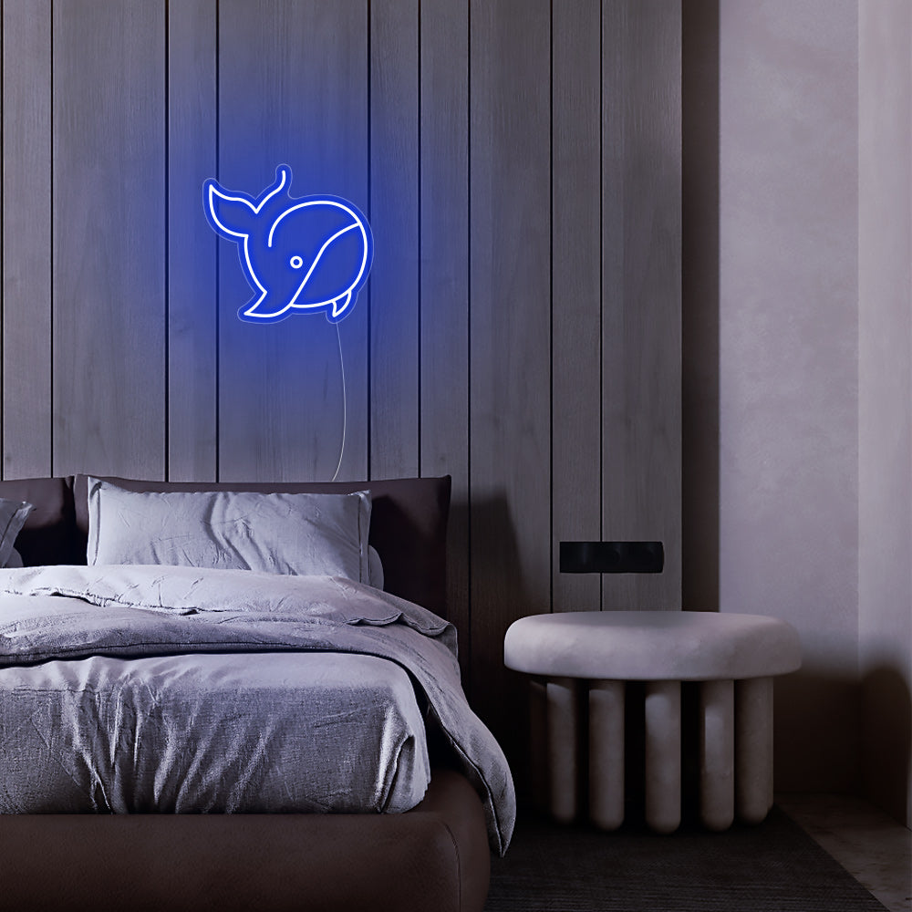 Mini Whale LED Neon Sign in Blue