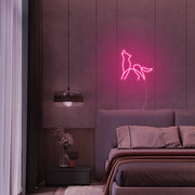 Mini Wolf LED Neon Sign in Hot Pink