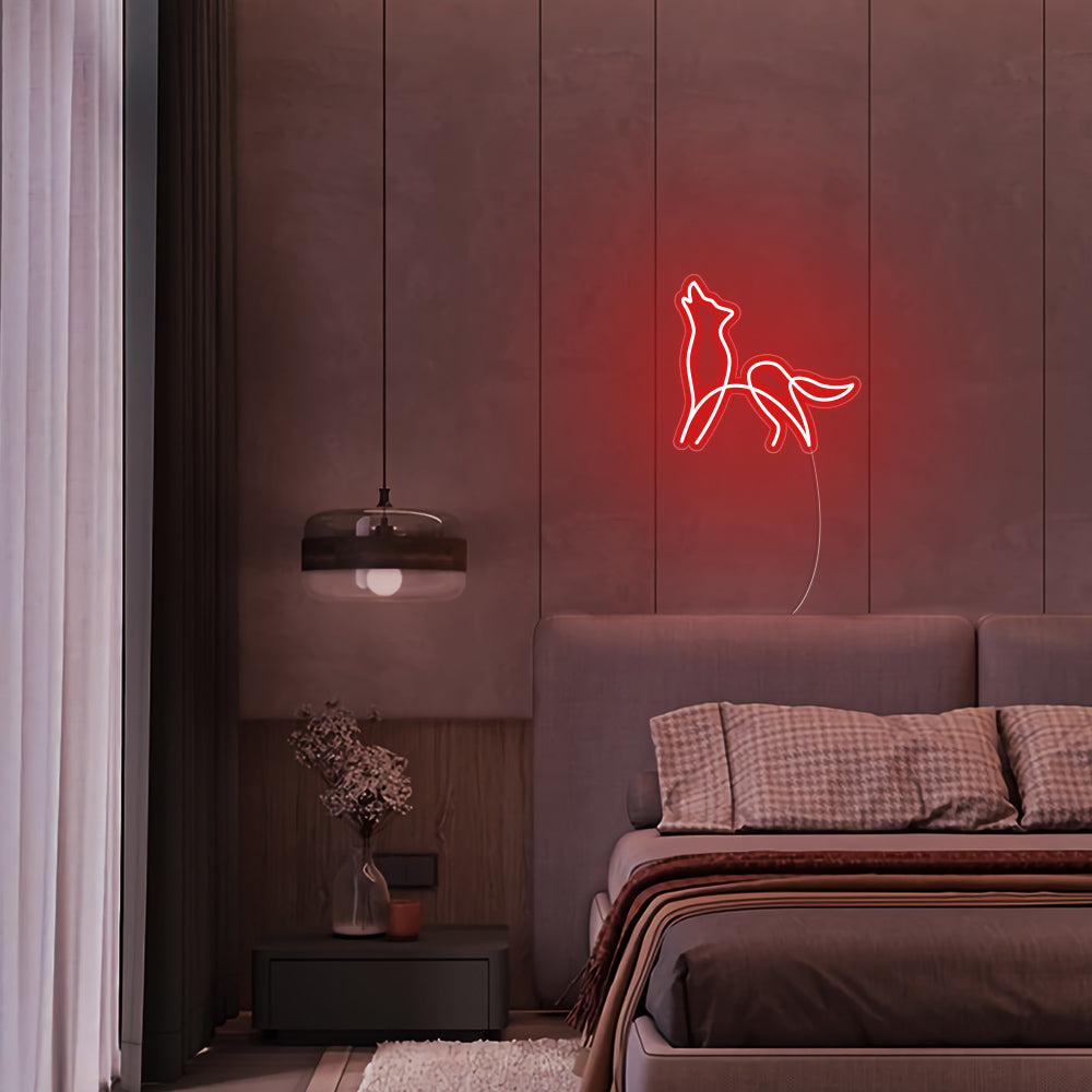 Mini Wolf LED Neon Sign in Red