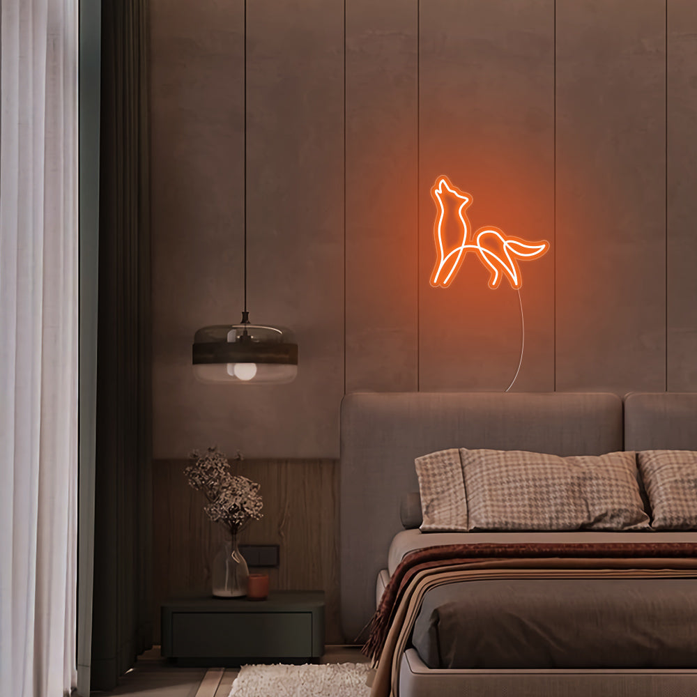 Mini Wolf LED Neon Sign in Orange