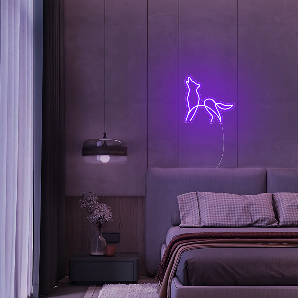 Mini Wolf LED Neon Sign in Purple