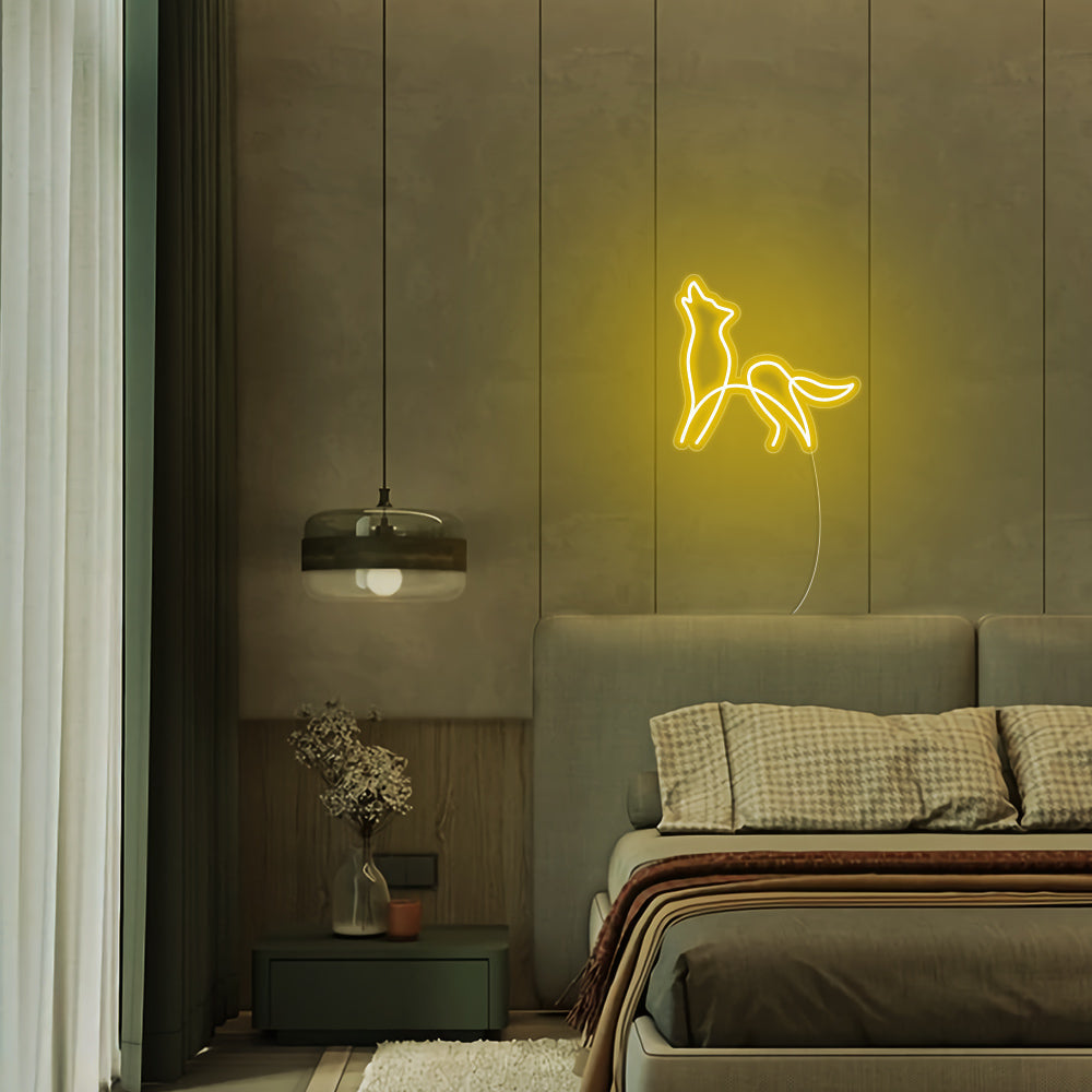 Mini Wolf LED Neon Sign in Yellow