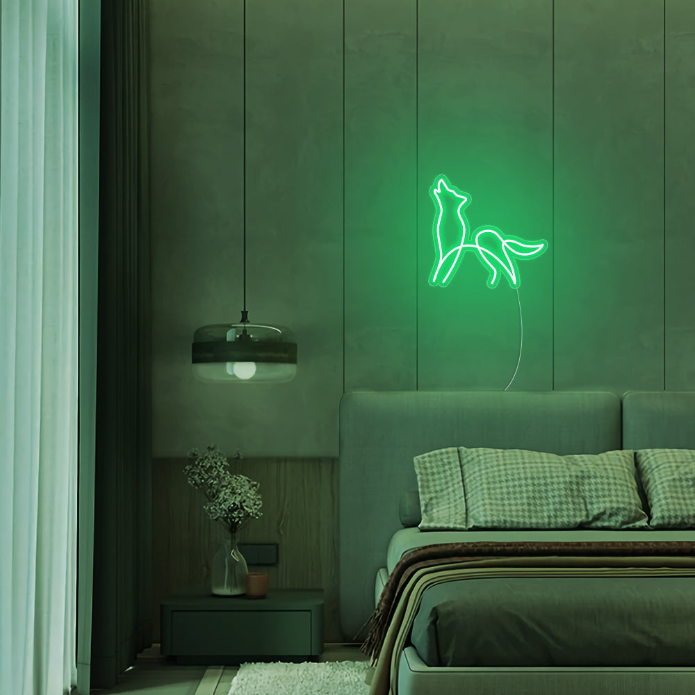 Mini Wolf LED Neon Sign in Green