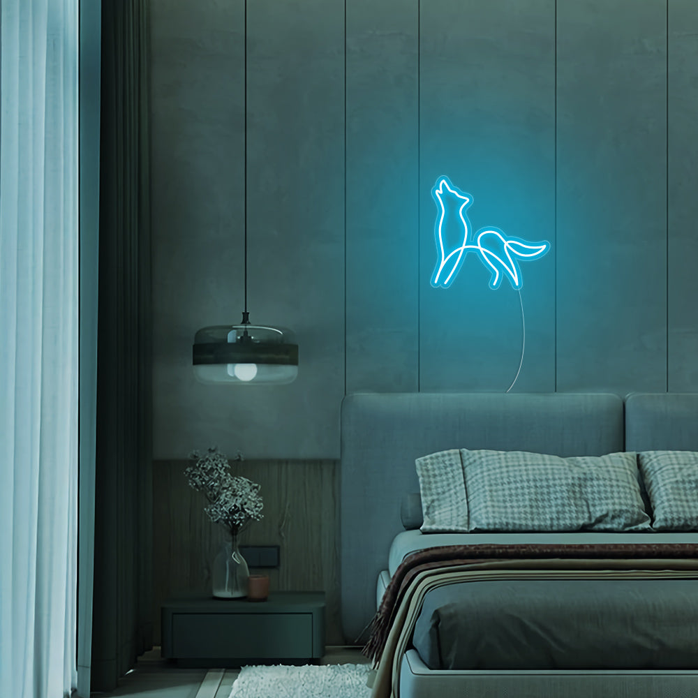 Mini Wolf LED Neon Sign in Ice Blue