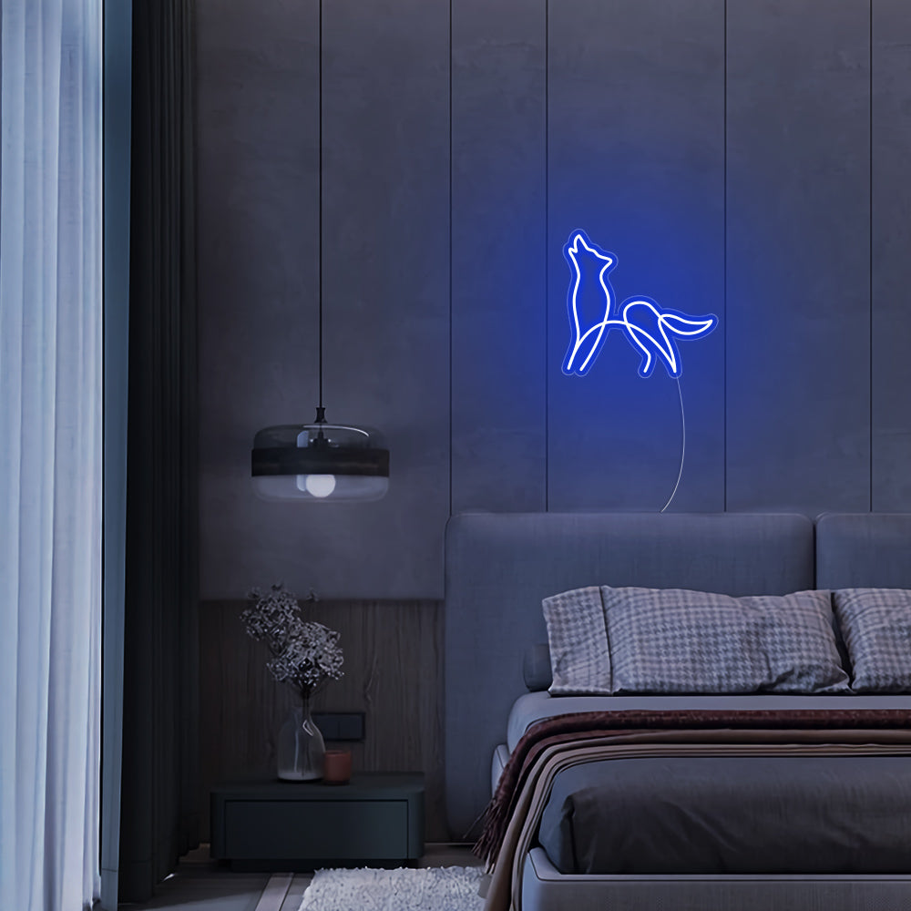 Mini Wolf LED Neon Sign in Blue