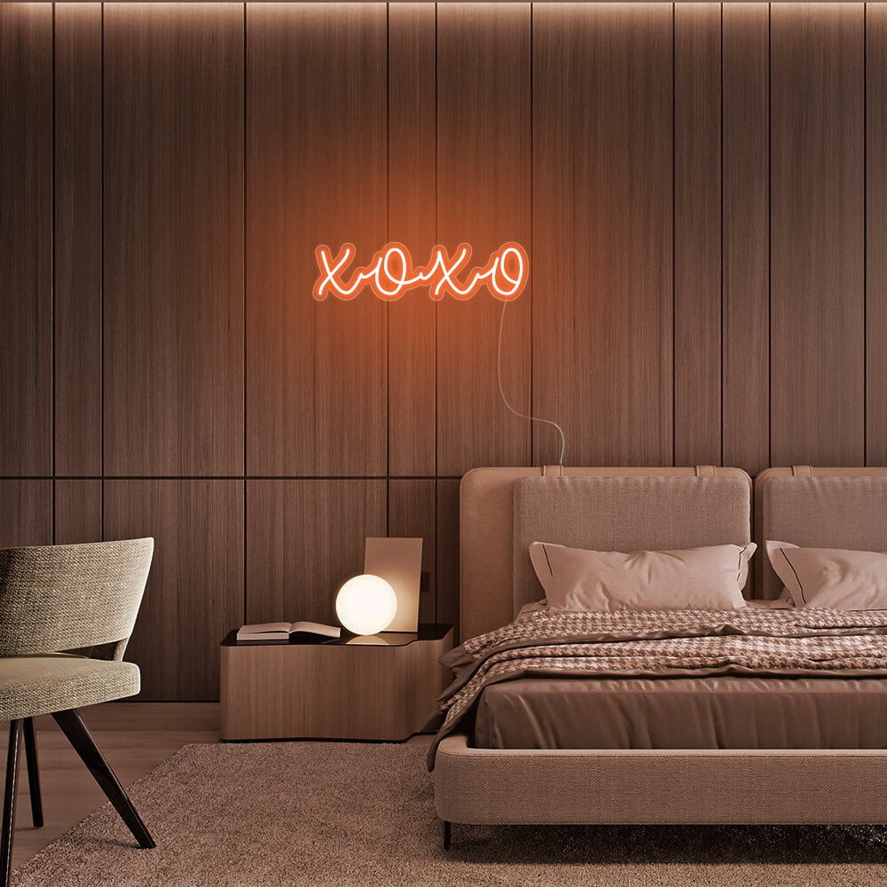 Mini XOXO LED Neon Sign in Orange