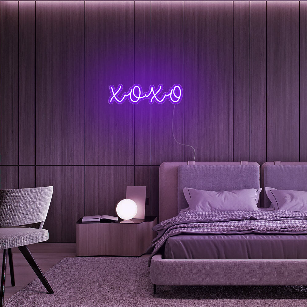 Mini XOXO LED Neon Sign in Purple