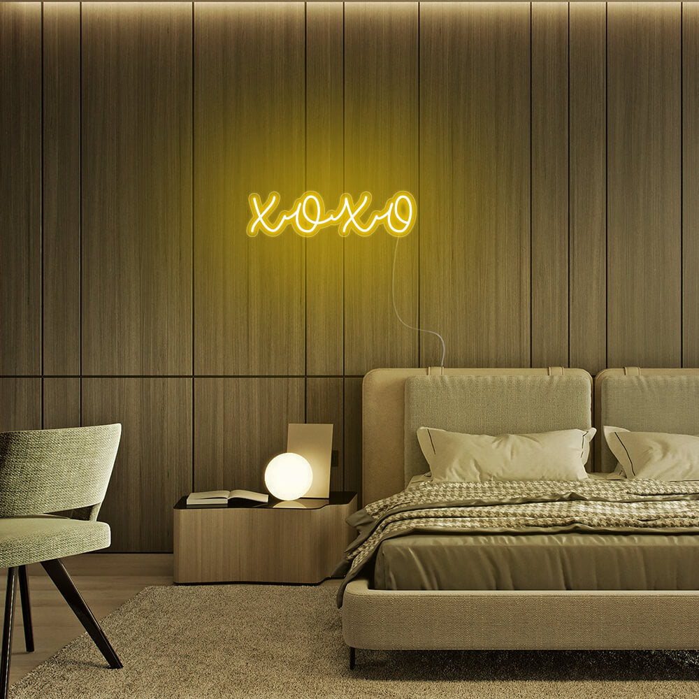 Mini XOXO LED Neon Sign in Yellow