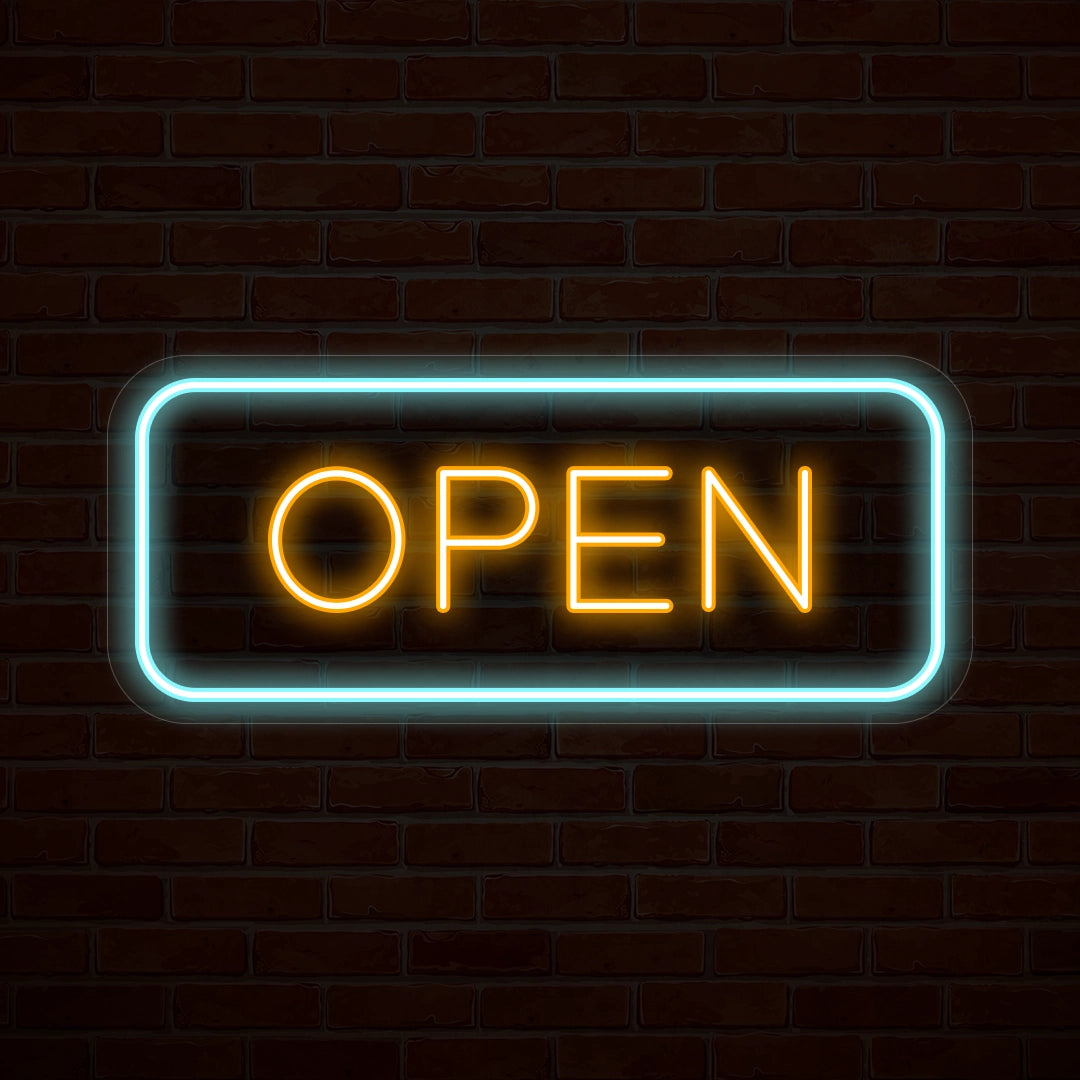 Multicolor Open Sign Rectangle Shape image 1