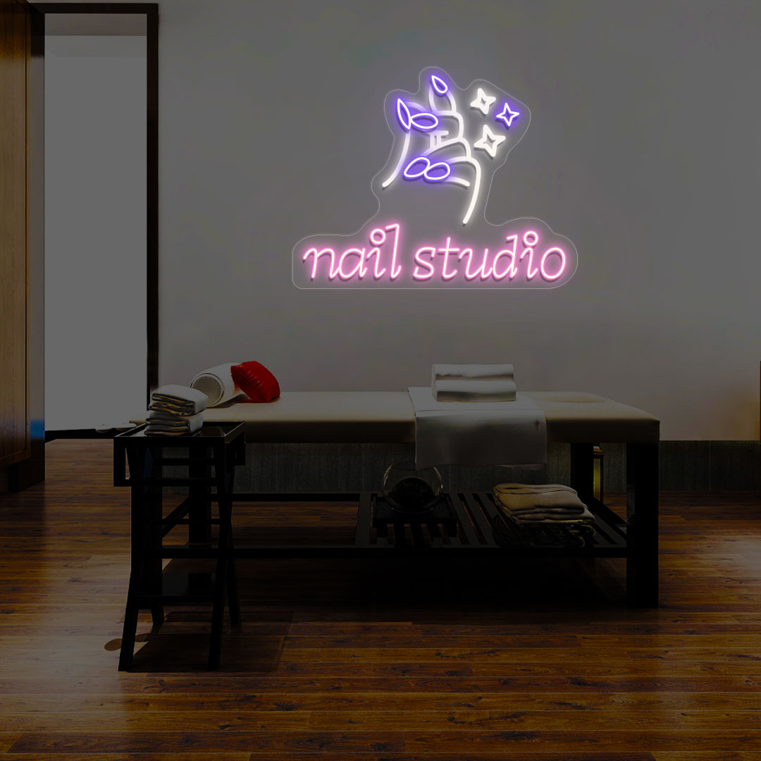 Nail Studio With Hand Multicolor Neon Sign | CNUS014482 image 1