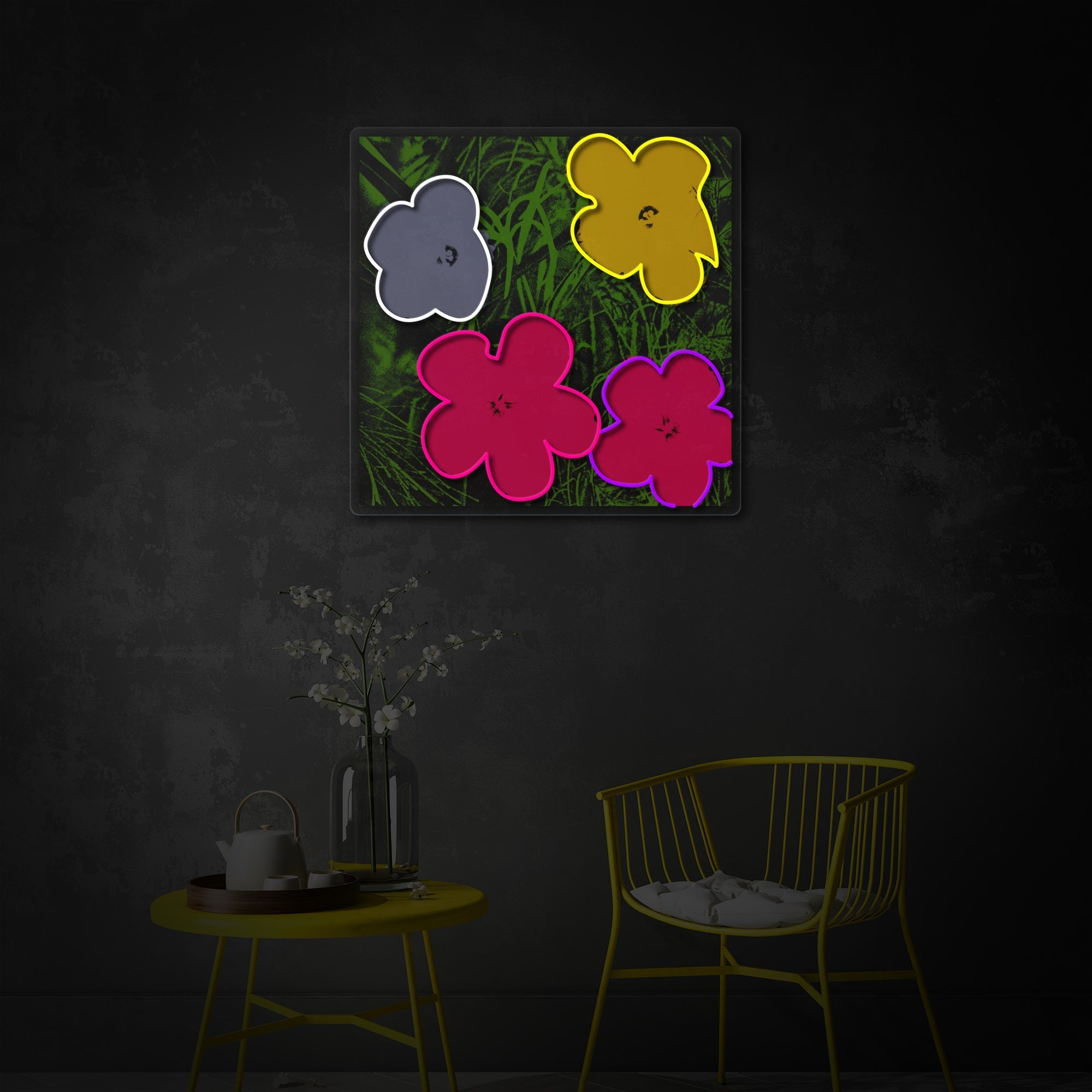 Pop Art Flowers LED Neon Sign | Floral Wall Art