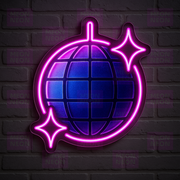 Purple Global Music LED Neon Sign - World Music Symbol - Alternative Design - Purple & Pink Light - MEON NEON