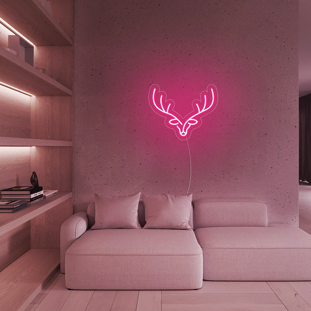 Reindeer LED Neon Sign (Style 1) in Hot Pink