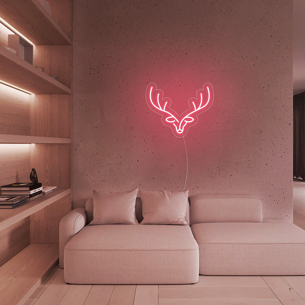 Reindeer LED Neon Sign (Style 1) in Light Pink