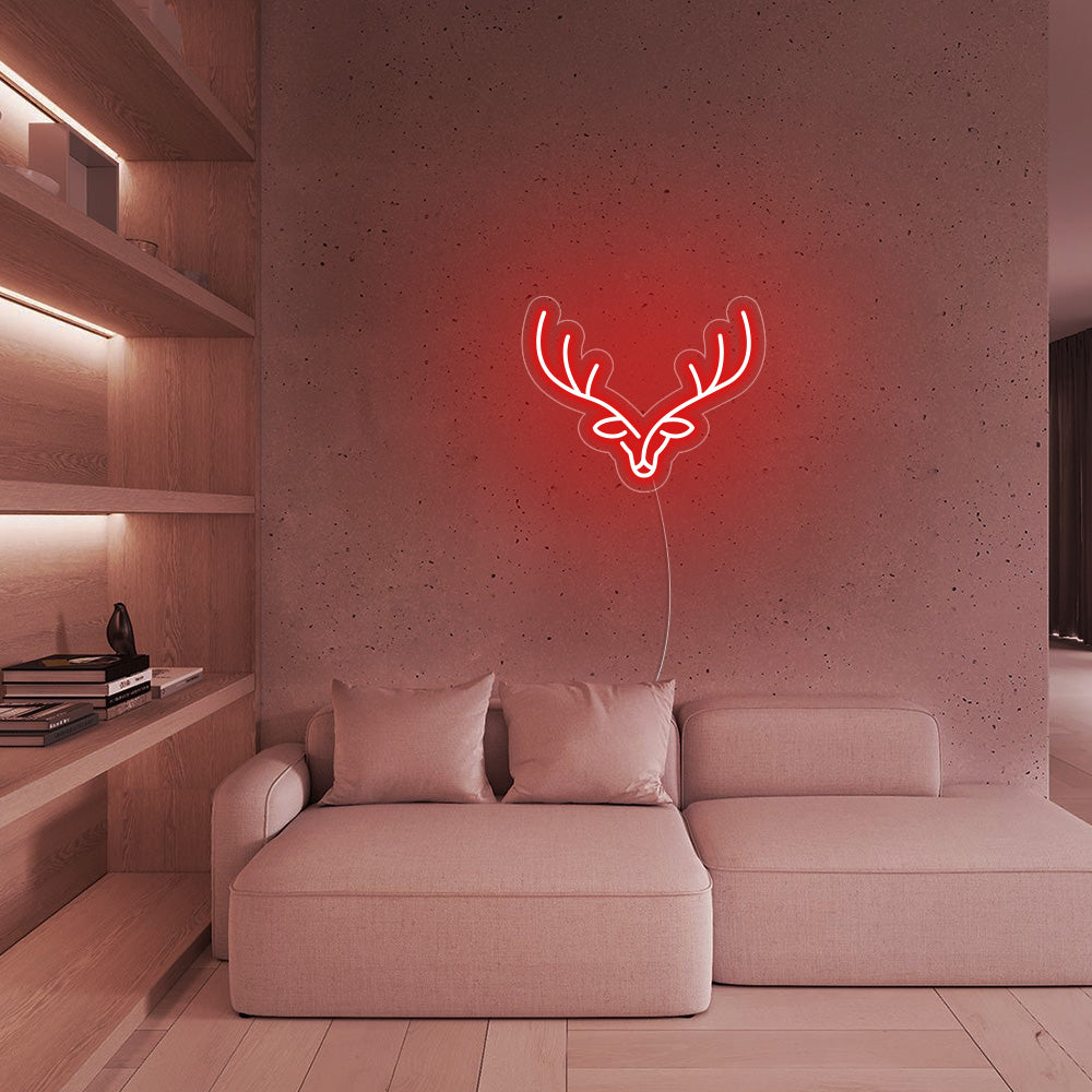 Reindeer LED Neon Sign (Style 1) in Red