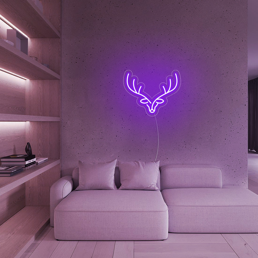 Reindeer LED Neon Sign (Style 1) in Purple