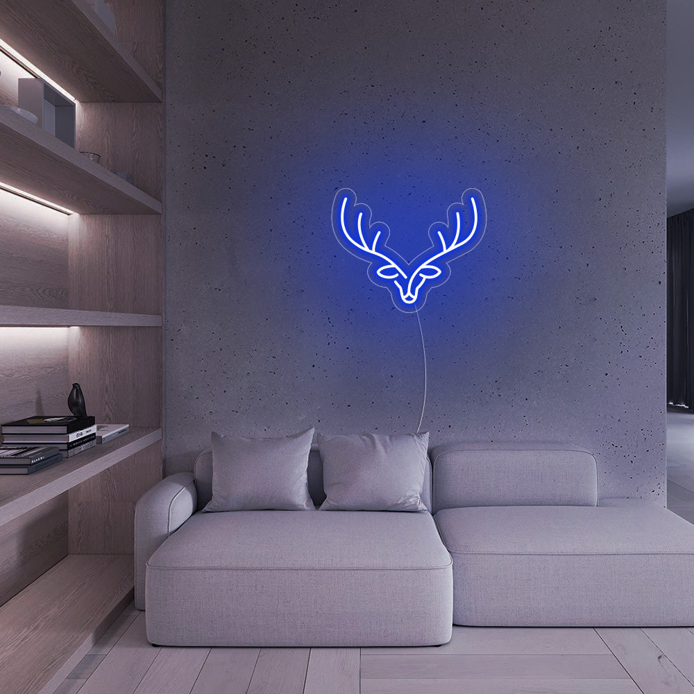 Reindeer LED Neon Sign (Style 1) in Blue