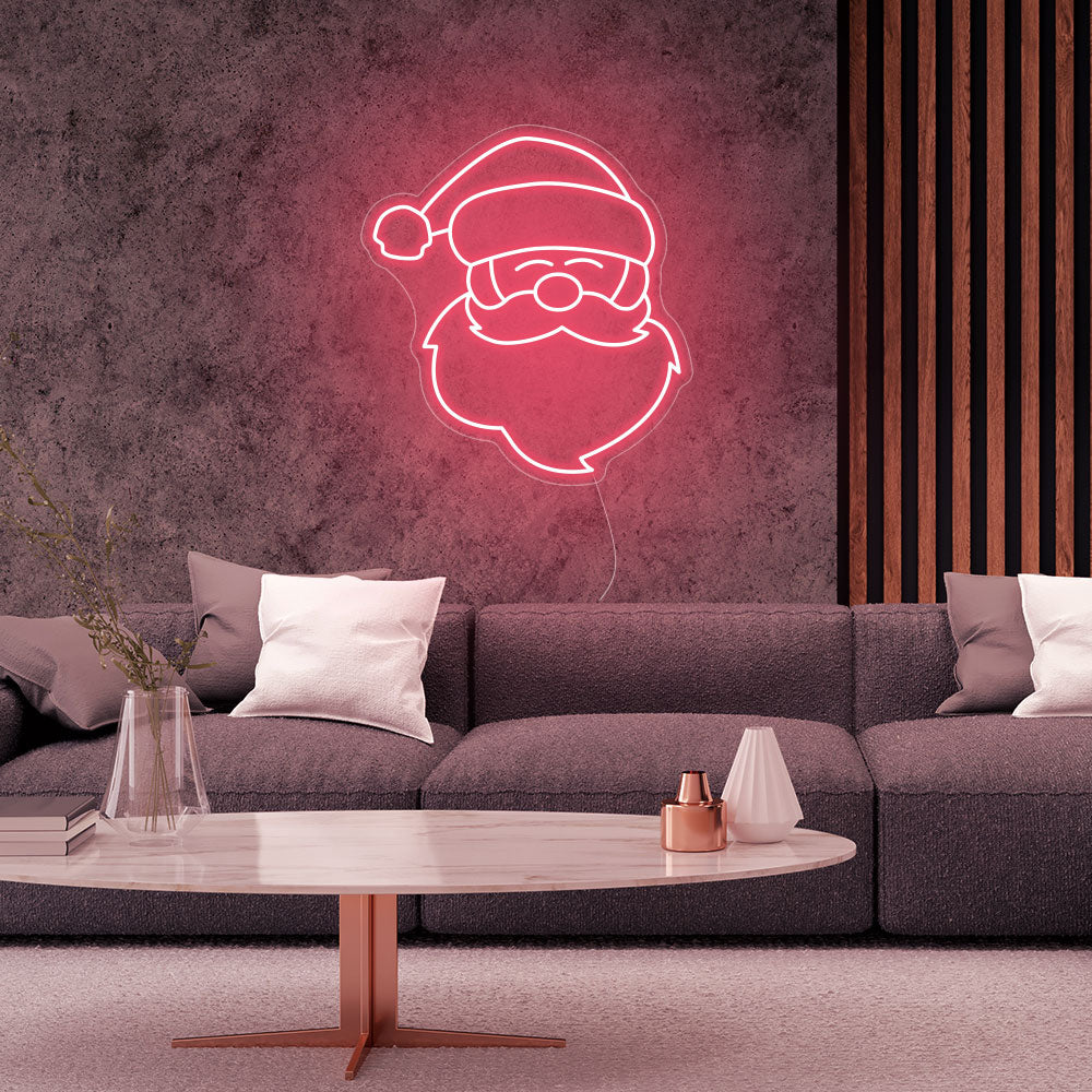 Santa Claus LED Neon Sign in Light Pink